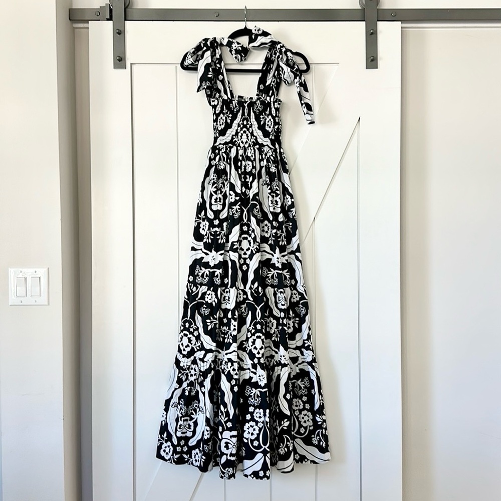 Sheridan French Mirror Vine Black Ink Brocade Kelly Maxi Dress
